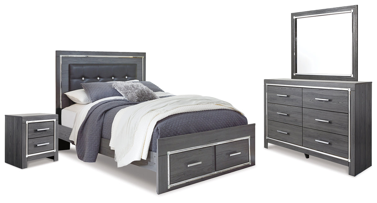 Lodanna Queen Panel Storage Bed with Mirrored Dresser and Nightstand (Bed Size: Queen)