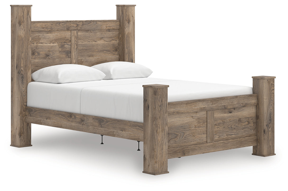 Rusticott Queen Poster Bed, Dresser and Nightstand (Bed Size: Queen)