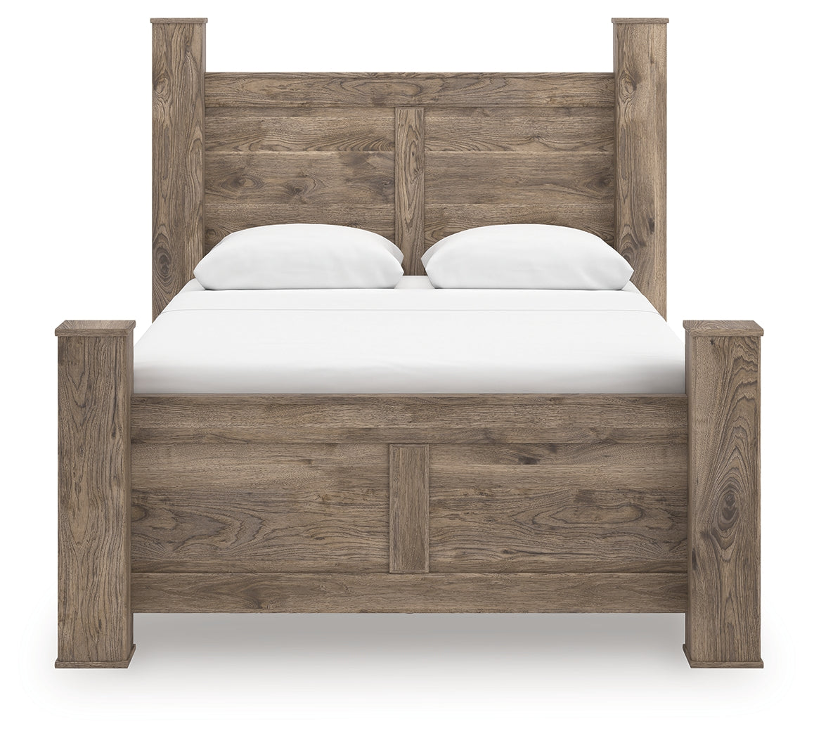 Rusticott Queen Poster Bed, Dresser and Nightstand (Bed Size: Queen)