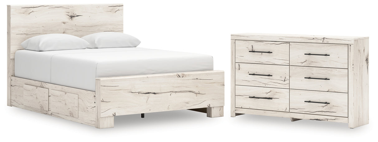 Lawroy 6-Piece Queen Panel Bed with Dresser (Platform Queen Roll Slats, Queen Panel Footboard, Queen Panel Headboard, Queen/King Under Bed Storage, Queen/King Under Bed Storage, Dresser)