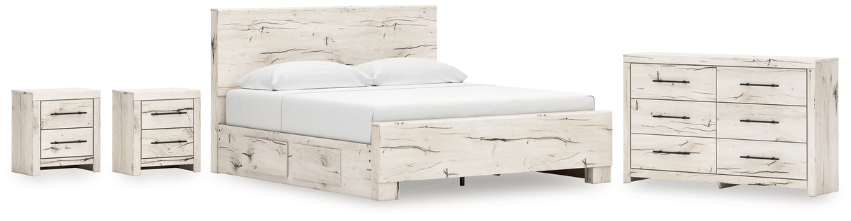 Lawroy 8-Piece King Panel Bed with Dresser and 2 Nightstands (Platform King Roll Slats, King Panel Footboard, King Panel Headboard, Queen/King Under Bed Storage, Queen/King Under Bed Storage, Dresser, Nightstand, Nightstand)