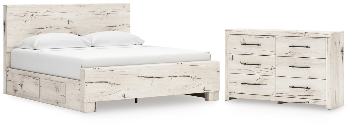 Lawroy 6-Piece King Panel Bed with Dresser (Platform King Roll Slats, King Panel Footboard, King Panel Headboard, Queen/King Under Bed Storage, Queen/King Under Bed Storage, Dresser)