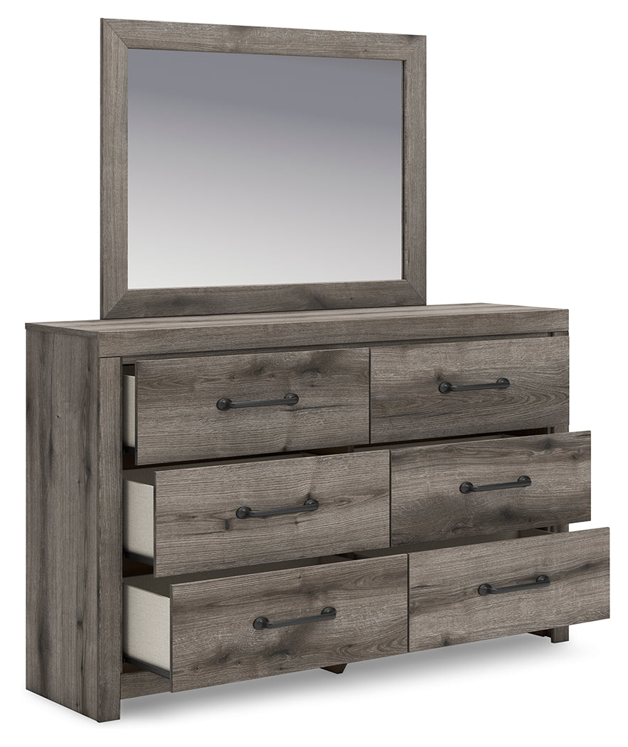 Graystorm 4-Piece Twin Panel Bed with Mirrored Dresser (Twin Panel Headboard/Footboard, Twin Panel Rails, Dresser, Bedroom Mirror)