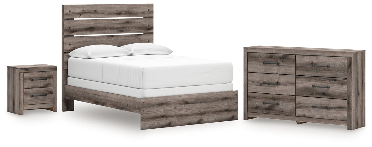 Graystorm 4-Piece Full Panel Bed with Dresser and Nightstand (Full Panel Headboard/Footboard, Full Panel Rails, Dresser, Nightstand)