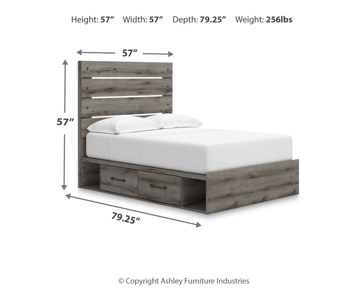 Graystorm 6-Piece Full Panel Bed with Storage with Dresser and Nightstand (Platform Full Roll Slats, Twin/Full Under Bed Storage, Twin/Full Under Bed Storage, Full Panel Headboard/Footboard, Dresser, Nightstand)