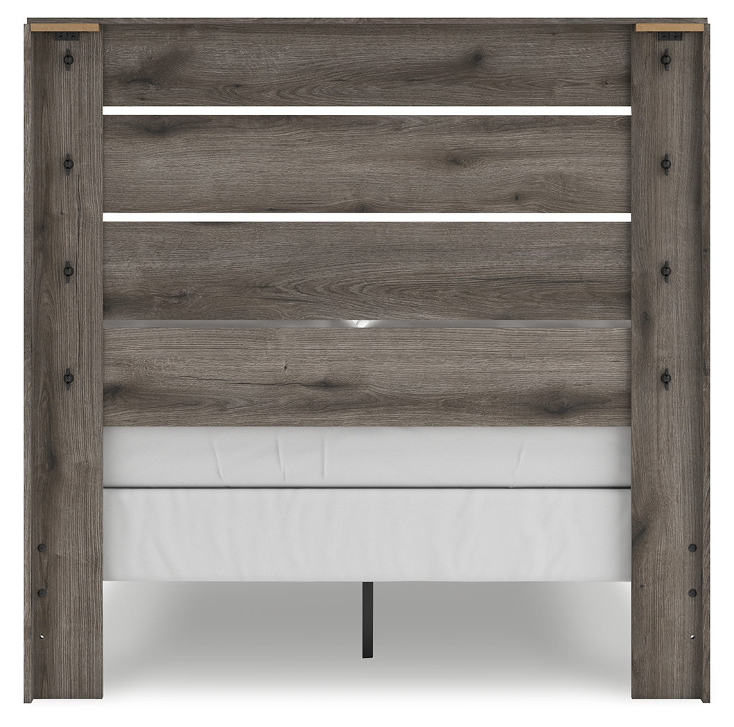 Graystorm 5-Piece Full Panel Bed with Mirrored Dresser and Nightstand (Full Panel Headboard/Footboard, Full Panel Rails, Dresser, Bedroom Mirror, Nightstand)