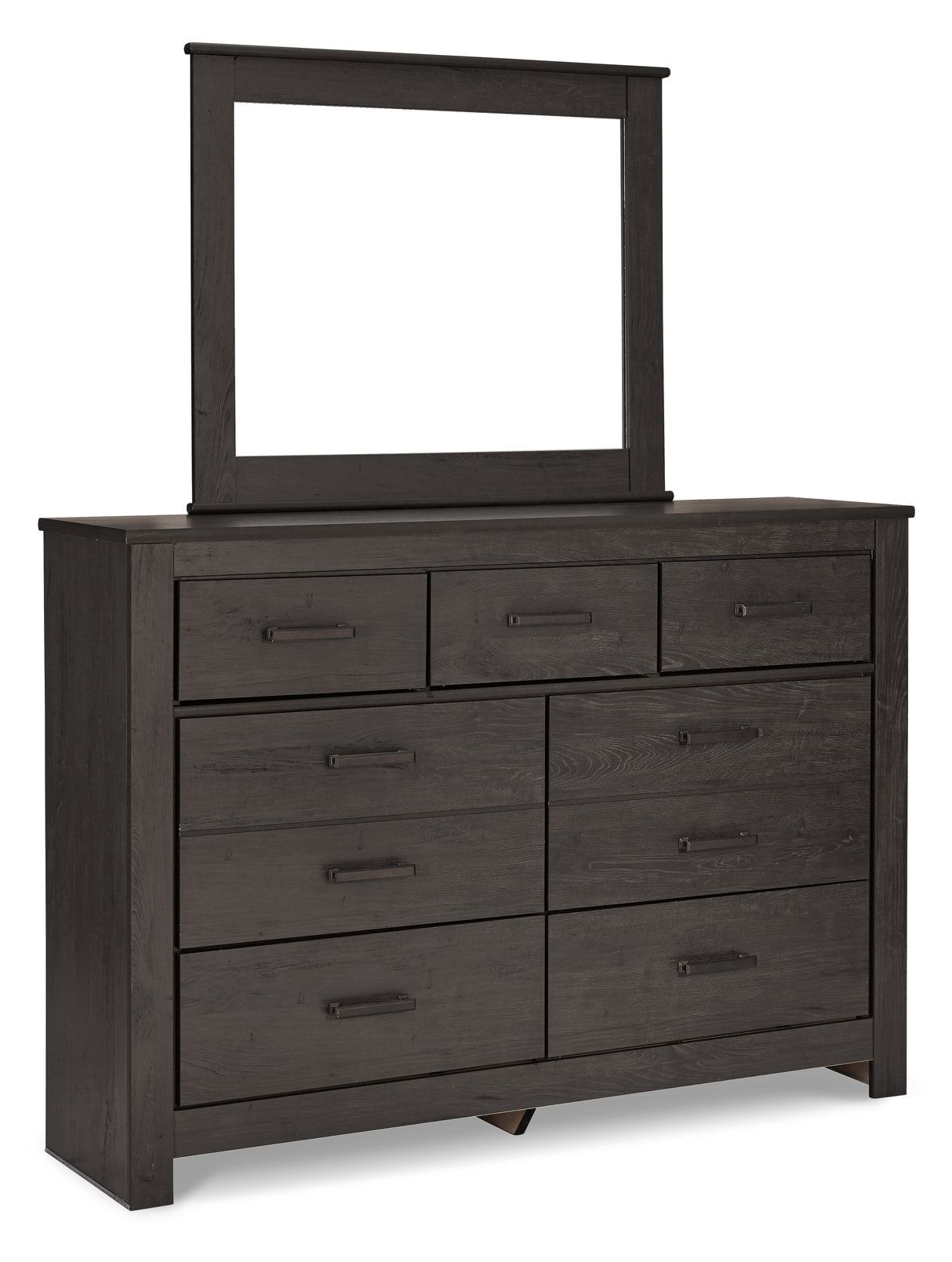 Brinxton 5-Piece Full Panel Headboard with Mirrored Dresser, Chest and Nightstand (Chest of Drawers, Nightstand, Full Panel Headboard, Dresser, Bedroom Mirror)