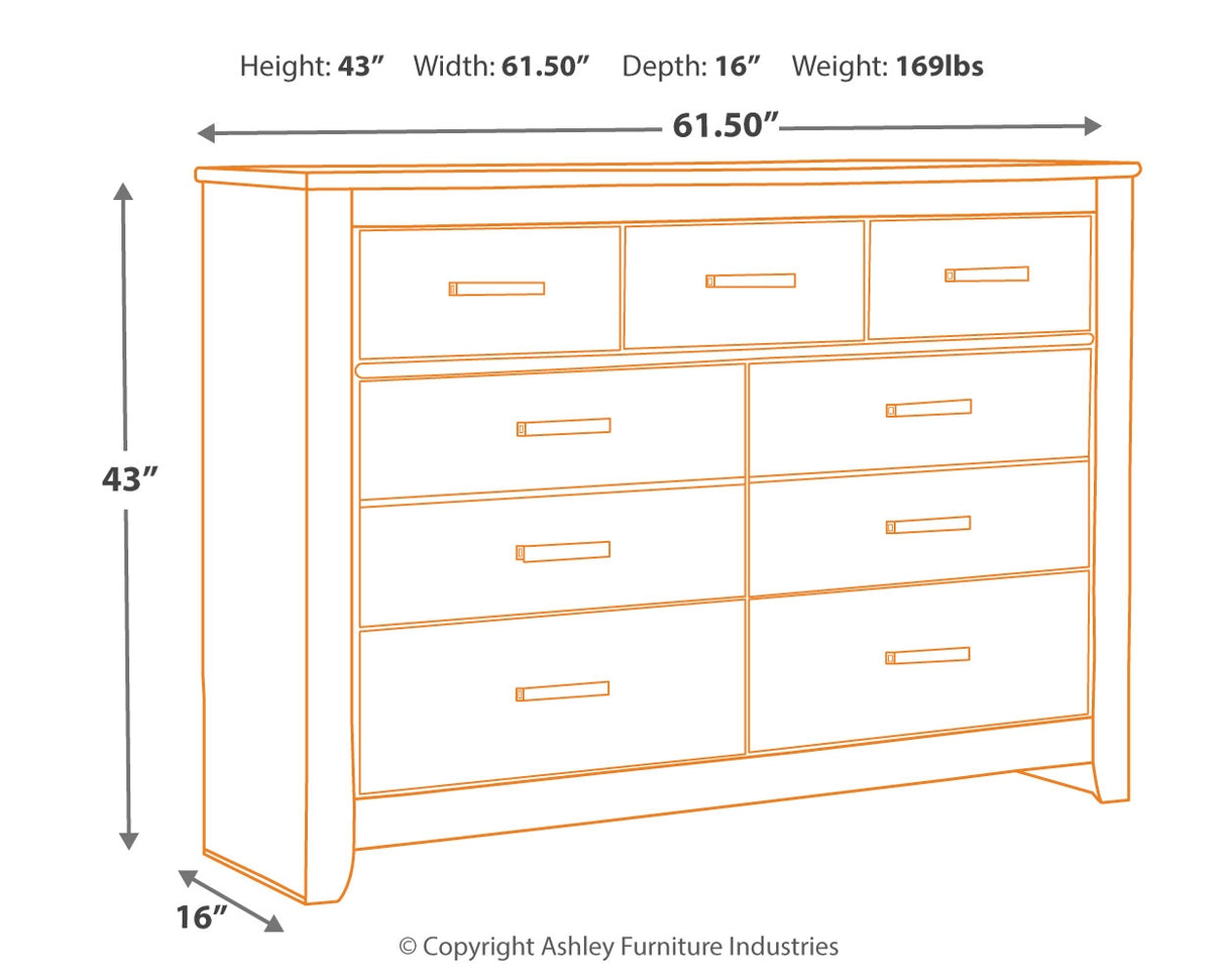Brinxton 4-Piece Queen Panel Bed with Dresser (Queen Panel Footboard, Queen Panel Headboard, Queen Panel Rails, Dresser)