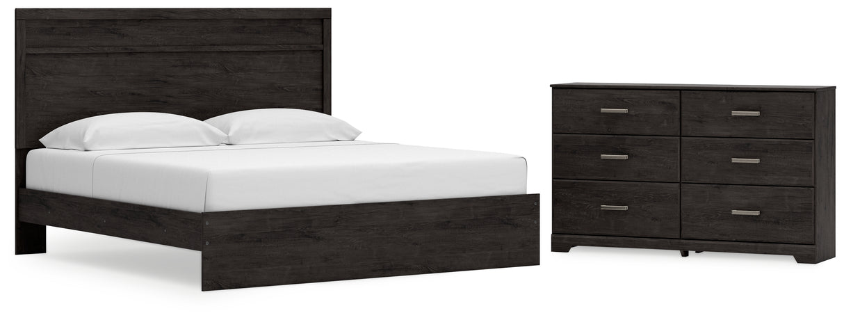 Belachime 3-Piece King Panel Bed with Dresser (King Panel Headboard/Footboard, King Panel Rails, Dresser)