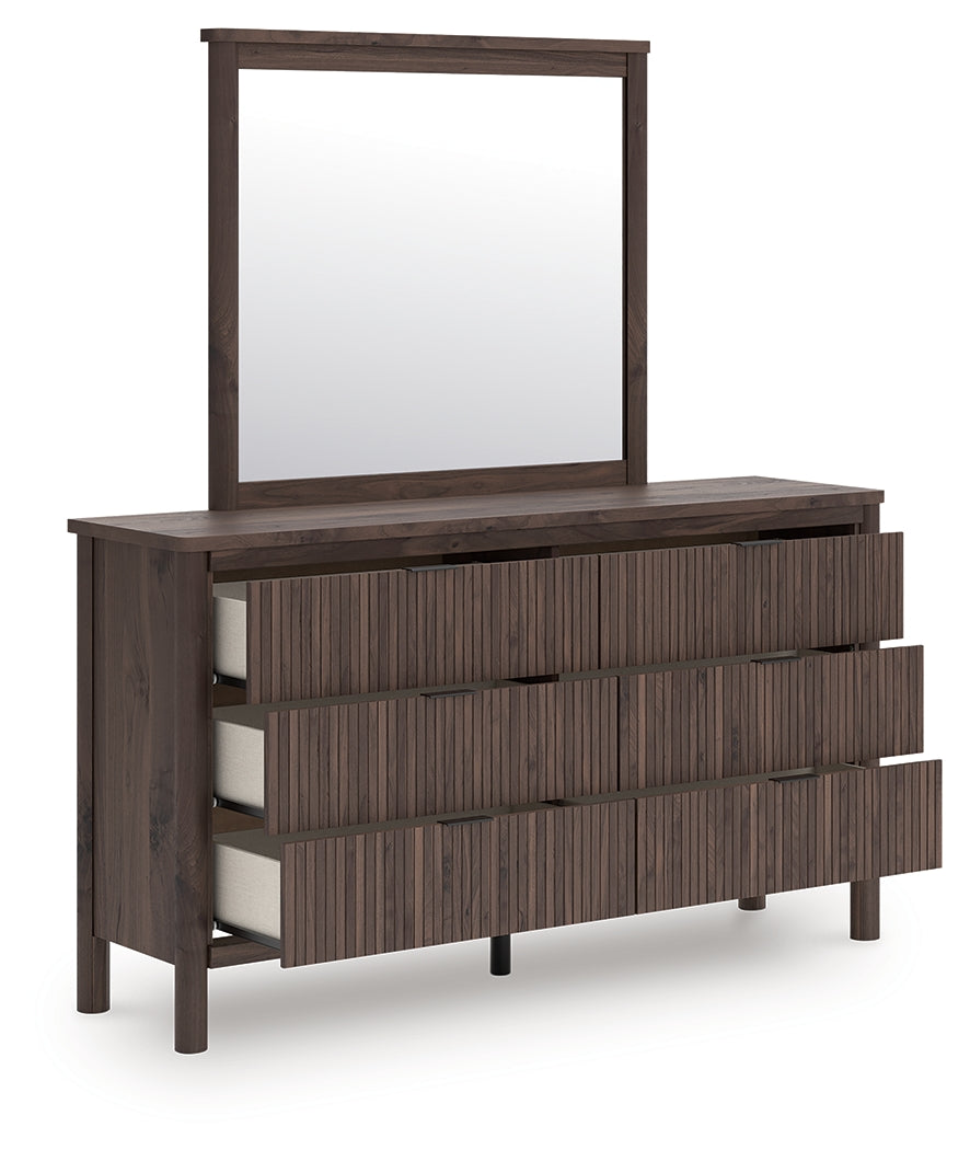 Pamytta King Panel Bed, Dresser, Mirror and Nightstand (Bed Size: King)