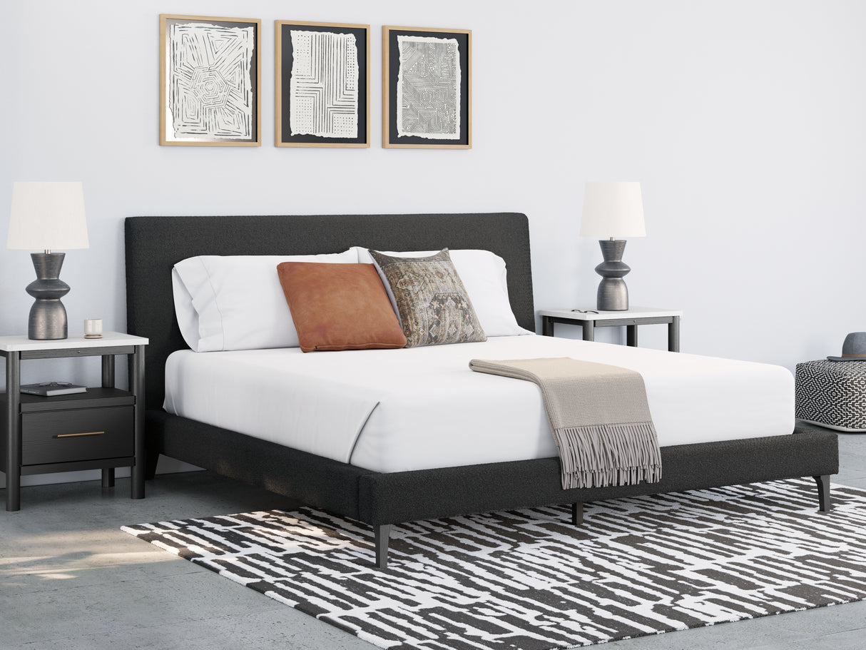 Cadmori Queen Upholstered Bed with Roll Slats (Bed Size: King)