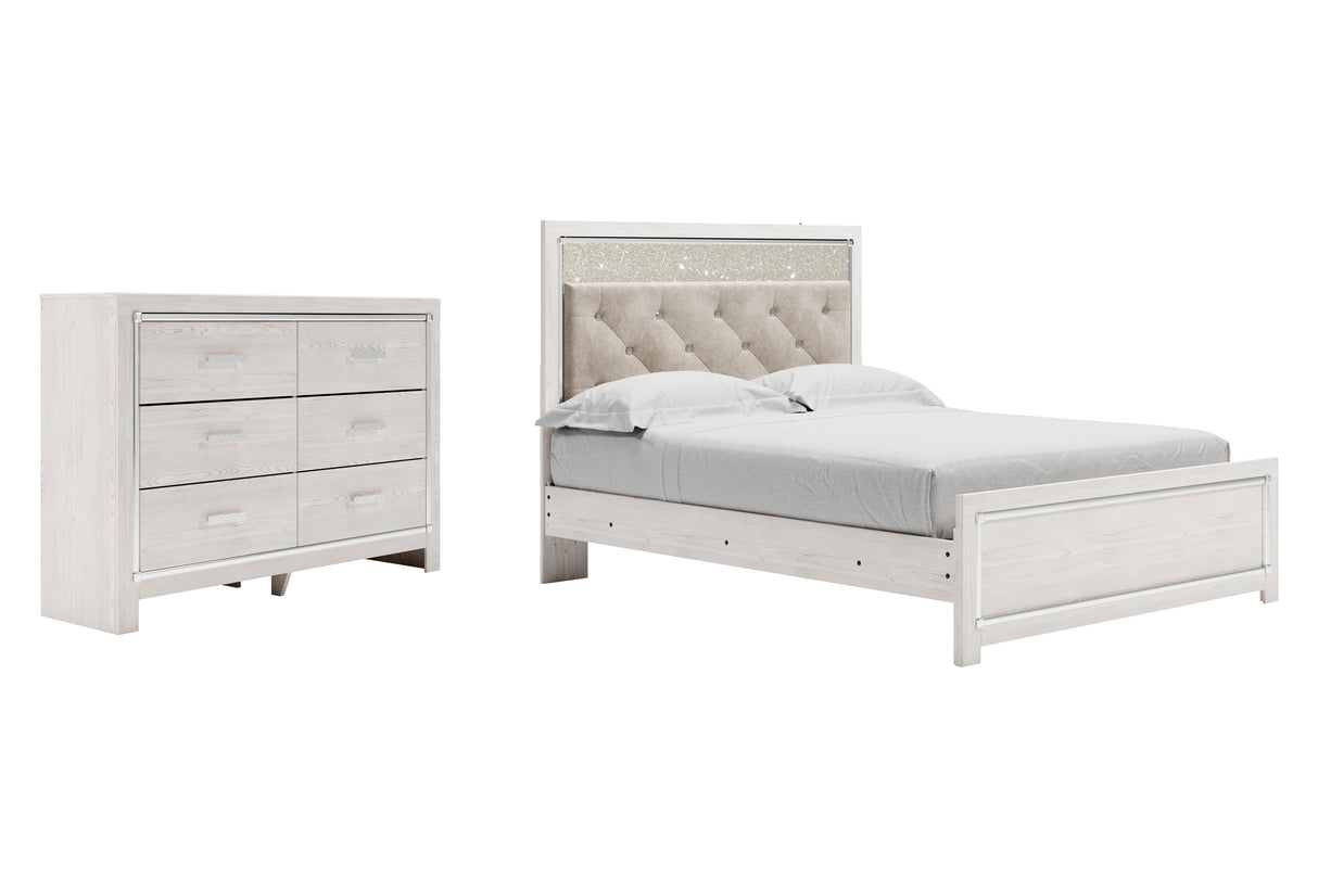 Altyra 4-Piece Queen Panel Bed with Dresser (Queen Panel Footboard, Queen Upholstered Panel Headboard, Queen Panel Rails, Dresser)