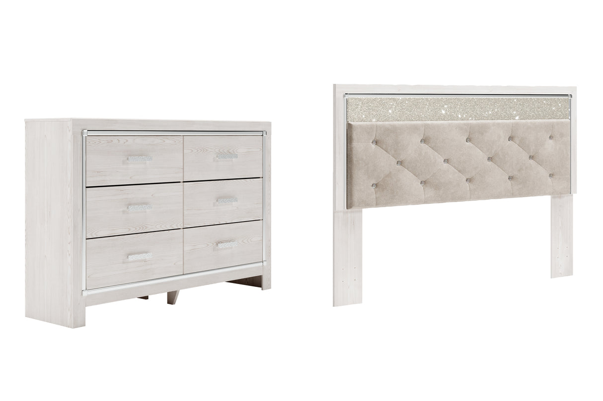 Altyra 2-Piece King Panel Headboard with Dresser (King/California King Upholstered Panel Headboard, Dresser)