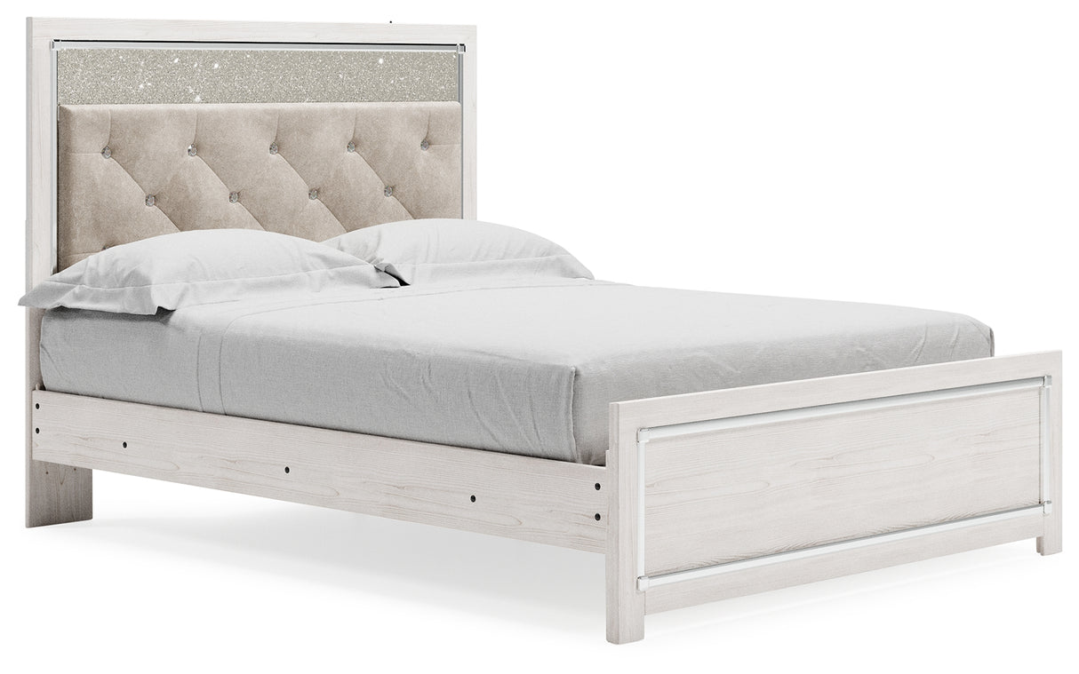 Altyra Queen Upholstered Panel Bed, Dresser, Mirror, and Nightstand (Bed Size: Queen)