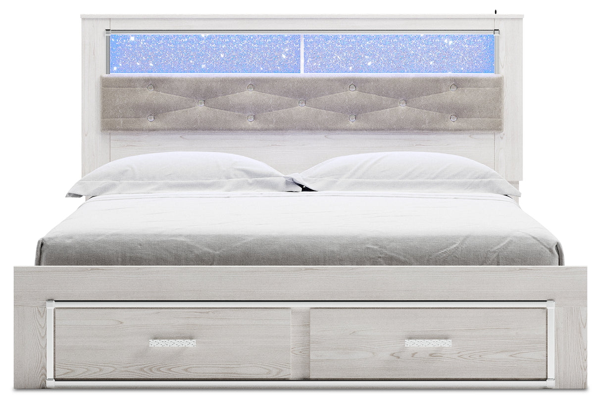 Altyra Queen Upholstered Bookcase Bed with Storage (Bed Size: King)