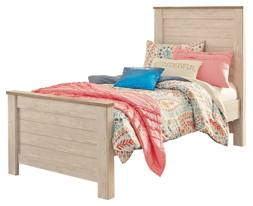 Willowton 4-Piece Twin Panel Bed with Nightstand (Nightstand, Twin Panel Footboard, Twin Panel Headboard, Twin Panel Rails)