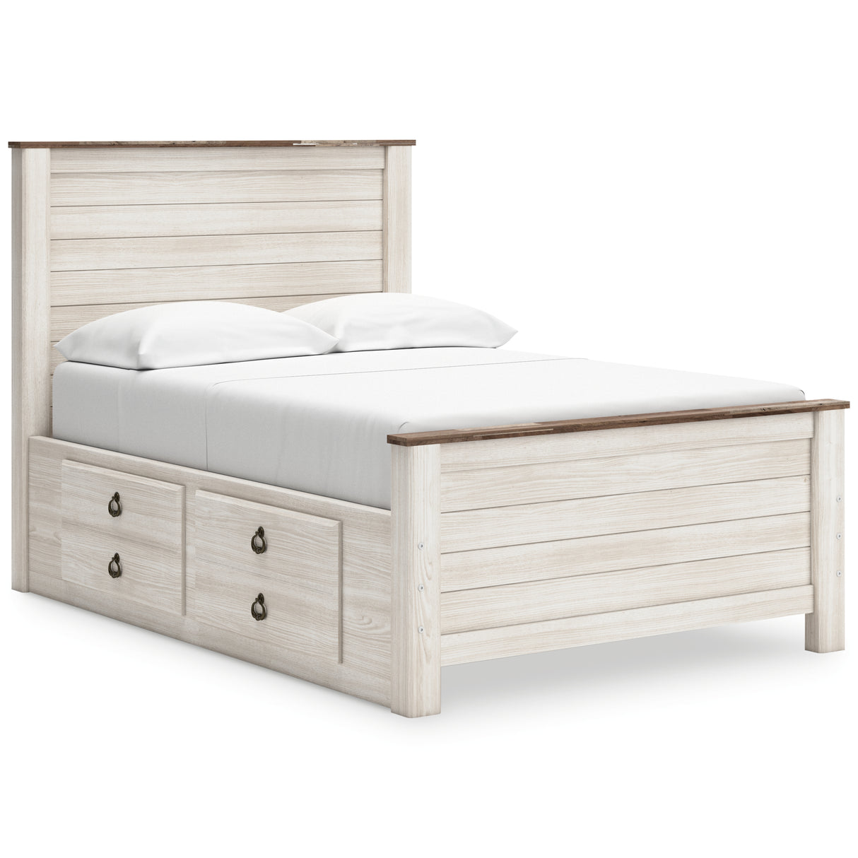Willowton Full Panel Bed with storage, Dresser, Mirror, Chest and Nightstand