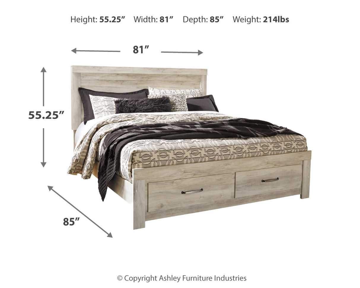 Bellaby King Panel Storage Bed, Dresser, Mirror and Nightstand (Bed Size: King)