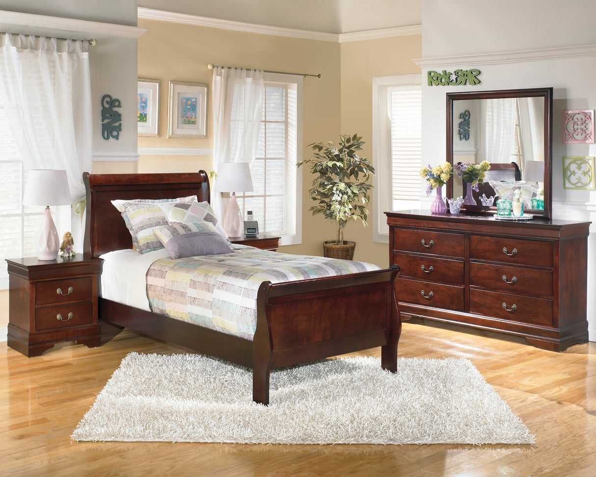 Alisdair 4-Piece Twin Sleigh Bed with 2 Nightstands (Nightstand, Nightstand, Twin Sleigh Headboard/Footboard, Twin Sleigh Rails)