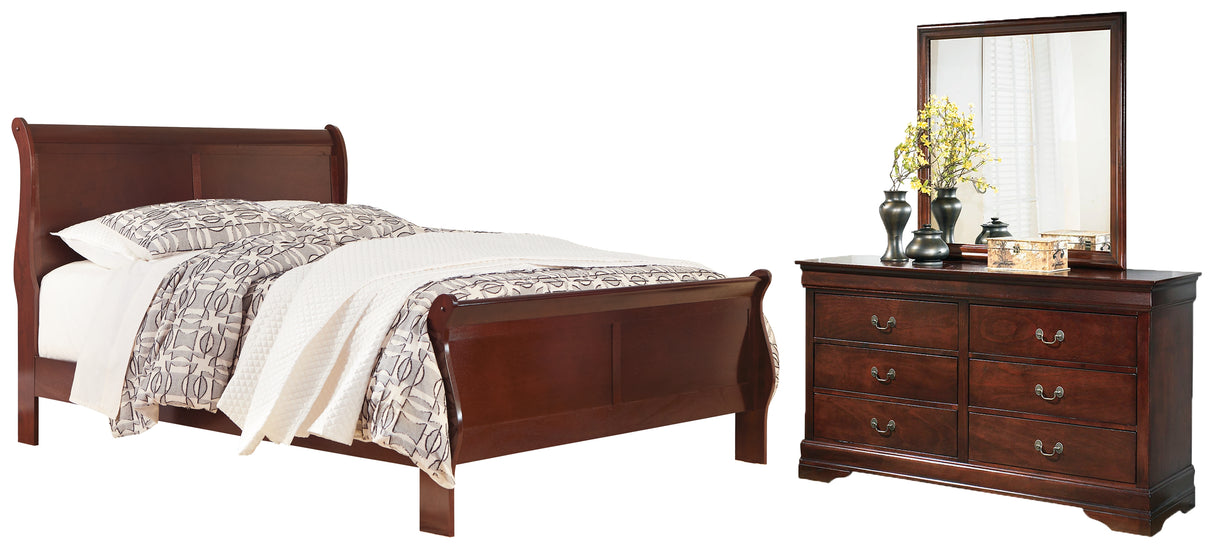 Alisdair 4-Piece Queen Sleigh Bed with Mirrored Dresser (Dresser, Bedroom Mirror, Queen Sleigh Headboard/Footboard, Queen Sleigh Rails)