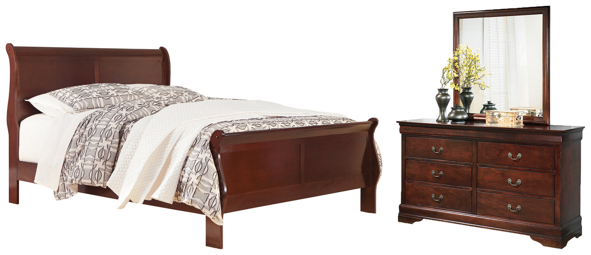 Alisdair 4-Piece King Sleigh Bed with Mirrored Dresser (King/California King Sleigh Headboard/Footboard, King Sleigh Rails, Dresser, Bedroom Mirror)