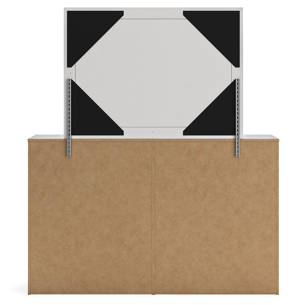 Cayboni 5-Piece Twin Panel Bed with Mirrored Dresser and Chest (Twin Panel Headboard/Footboard, Twin Panel Rails, Dresser, Bedroom Mirror, Chest of Drawers)