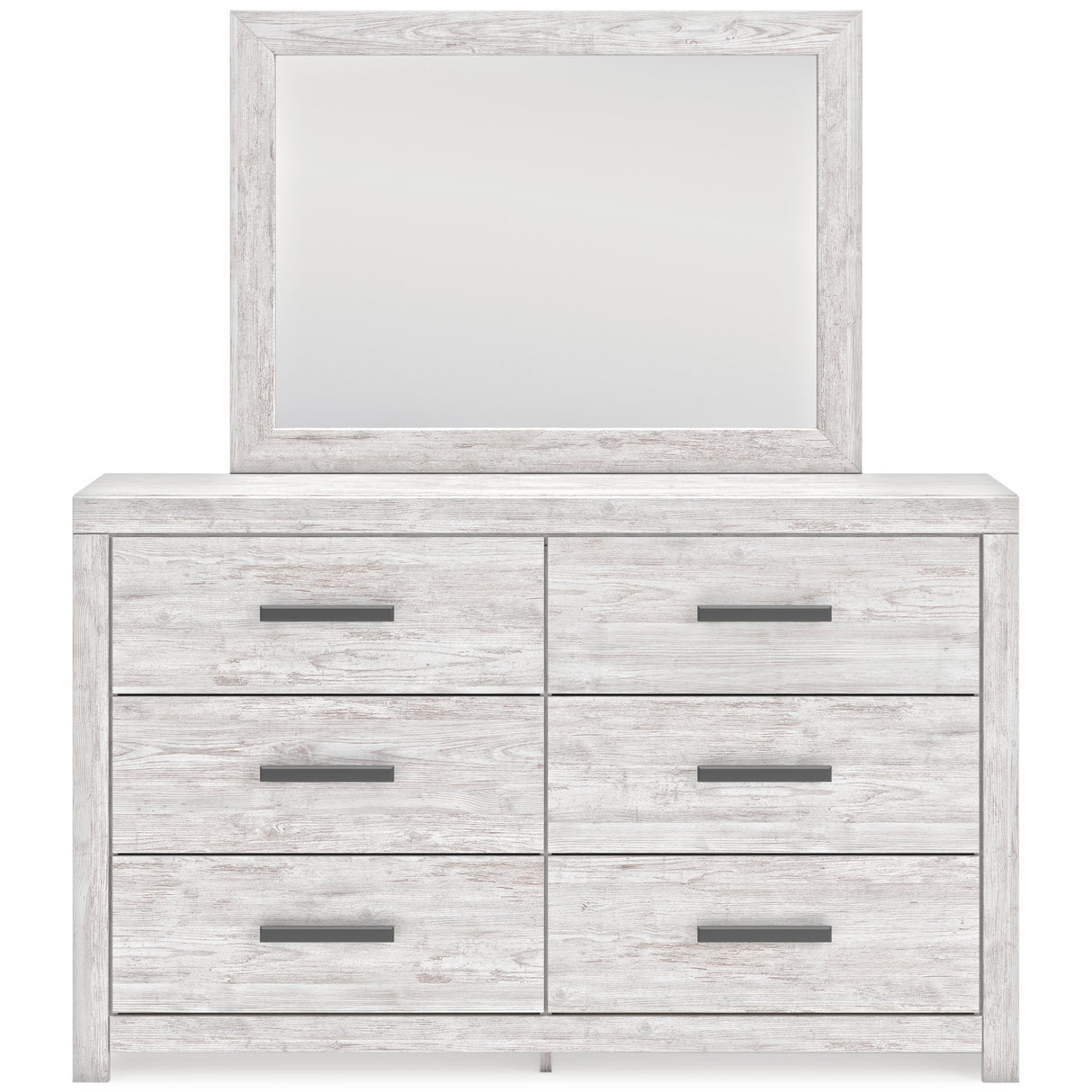 Cayboni 7-Piece Twin Panel Bed with Mirrored Dresser, Chest and 2 Nightstands (Twin Panel Headboard/Footboard, Twin Panel Rails, Dresser, Bedroom Mirror, Chest of Drawers, Nightstand, Nightstand)