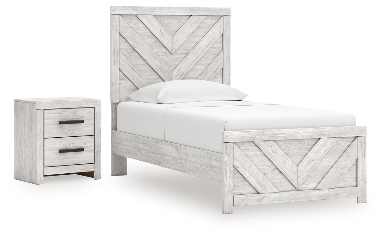 Cayboni 3-Piece Twin Panel Bed with Nightstand (Twin Panel Headboard/Footboard, Twin Panel Rails, Nightstand)