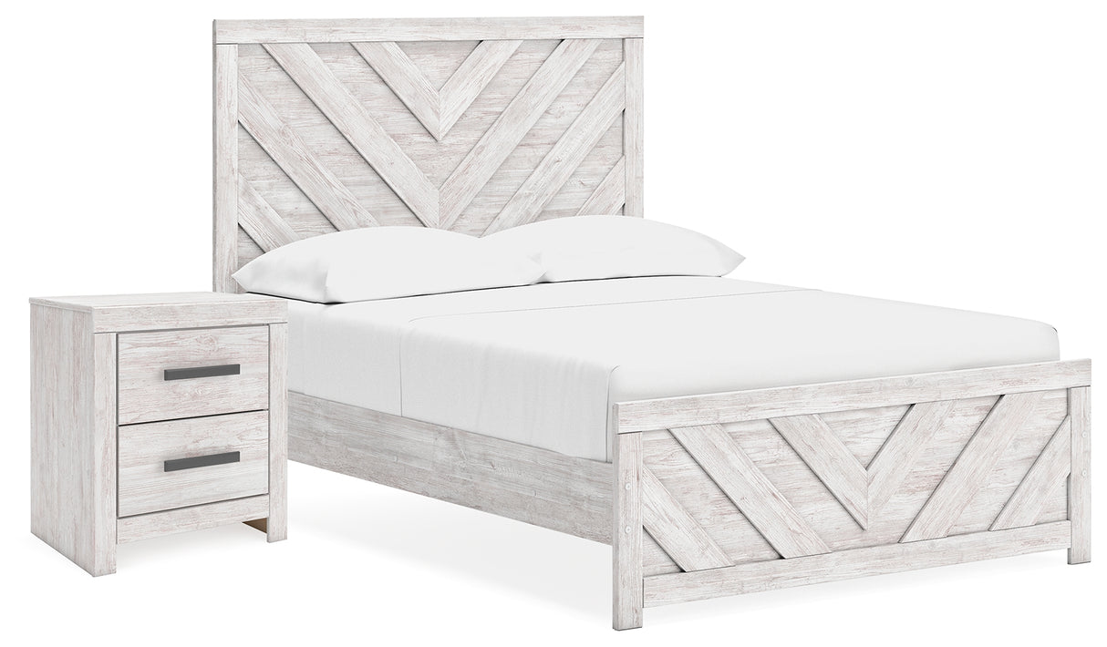 Cayboni 3-Piece Full Panel Bed with Nightstand (Full Panel Headboard/Footboard, Full Panel Rails, Nightstand)