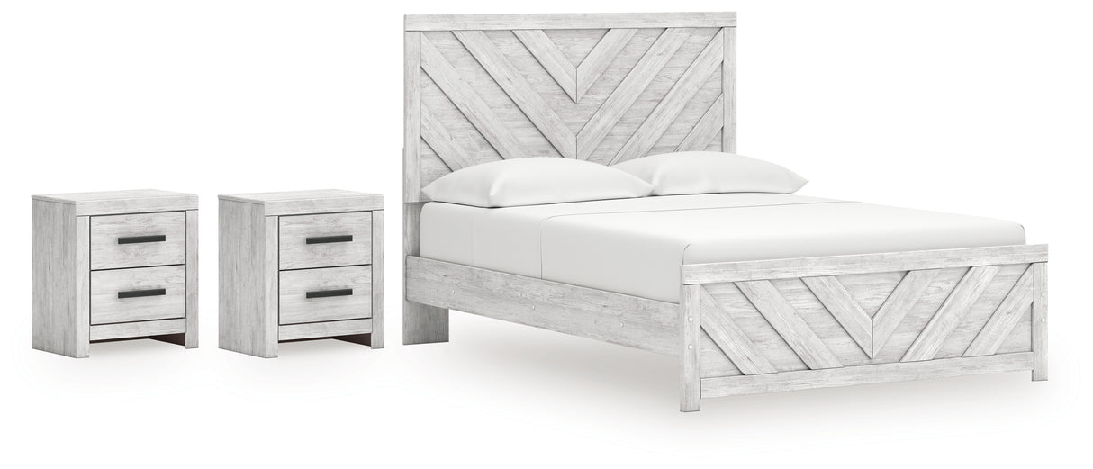 Cayboni 4-Piece Queen Panel Bed with 2 Nightstands (Queen Panel Headboard/Footboard, Queen Panel Rails, Nightstand, Nightstand)