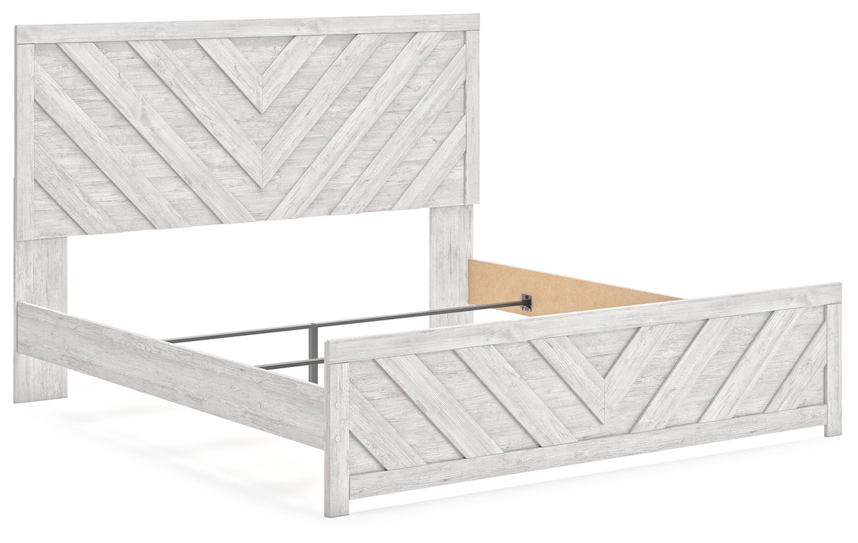 Cayboni 3-Piece King Panel Bed with Dresser (King Panel Headboard/Footboard, King Panel Rails, Dresser)