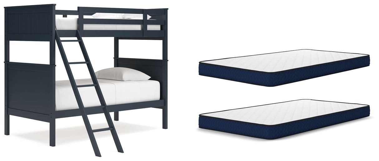 Nextonfort Twin over Twin Bunk Bed with Mattresses (Bed Size: Twin Over Twin)