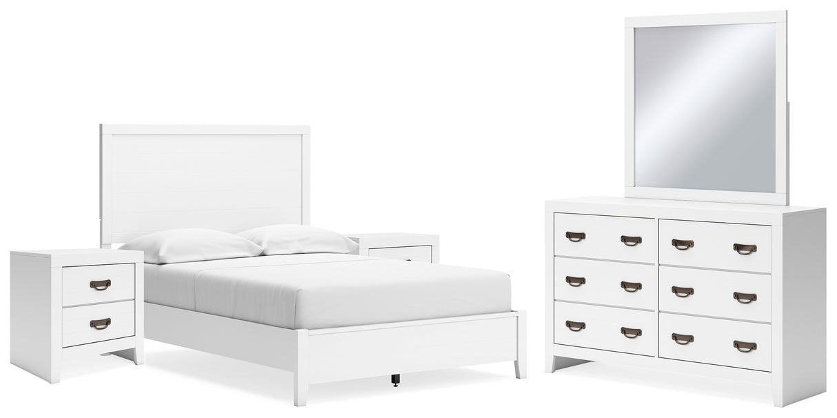 Binterglen 6-Piece Full Panel Bed with Mirrored Dresser and 2 Nightstands (Twin/Full Bed Rails, Full Panel Headboard/Footboard and Slats, Dresser, Bedroom Mirror, Nightstand, Nightstand)