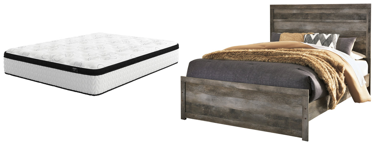 Wynnlow 3-Piece Queen Panel Bed with Mattress (Queen Panel Headboard/Footboard, Queen Panel Rails, Chime 12 Inch Hybrid Queen Mattress in a Box)