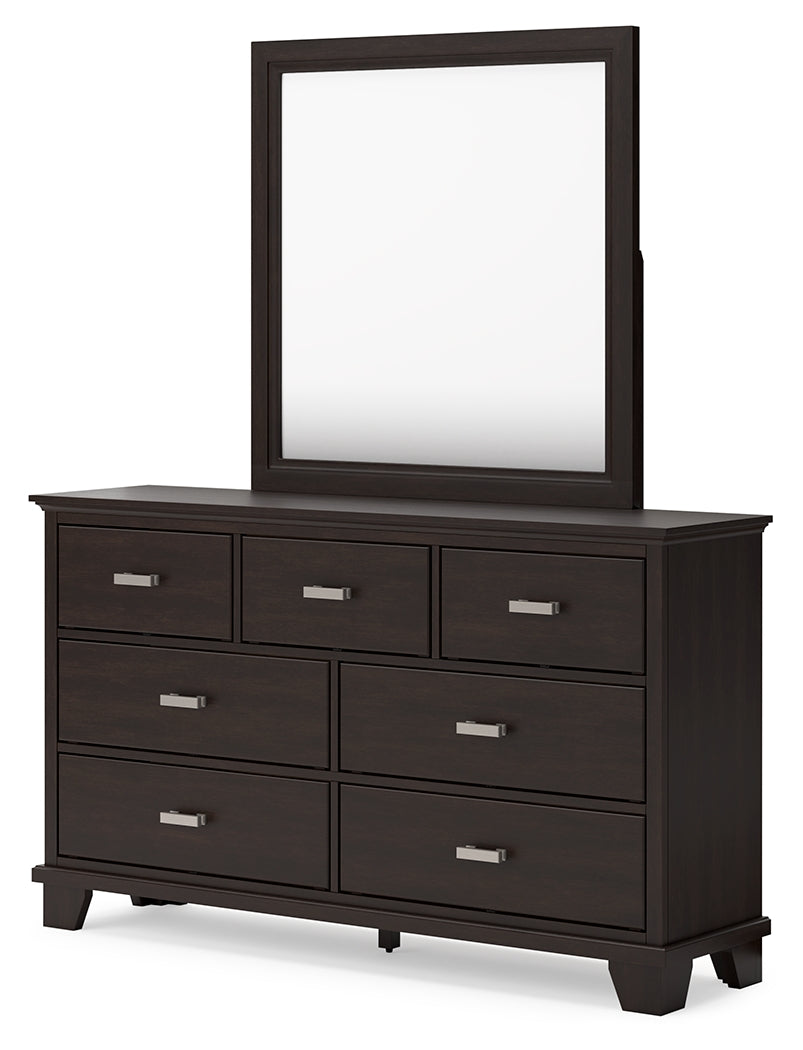 Covetown 5-Piece Twin Panel Bed with Mirrored Dresser and Chest (Twin Panel Headboard/Footboard and Slats, Twin/Full Bed Rails, Dresser, Bedroom Mirror, Chest of Drawers)