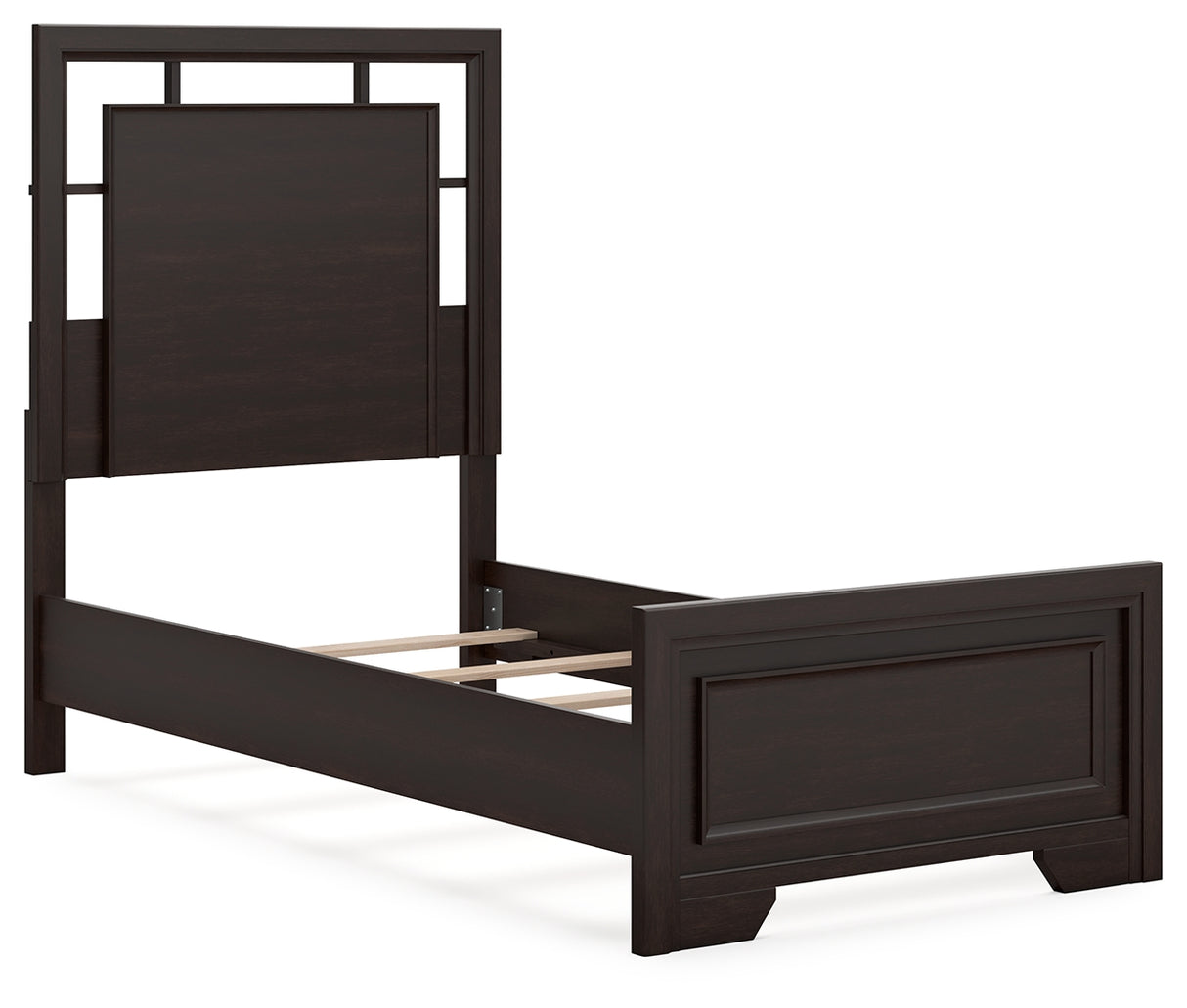 Covetown 6-Piece Twin Panel Bed with Mirrored Dresser, Chest and Nightstand (Twin Panel Headboard/Footboard and Slats, Twin/Full Bed Rails, Dresser, Bedroom Mirror, Chest of Drawers, Nightstand)
