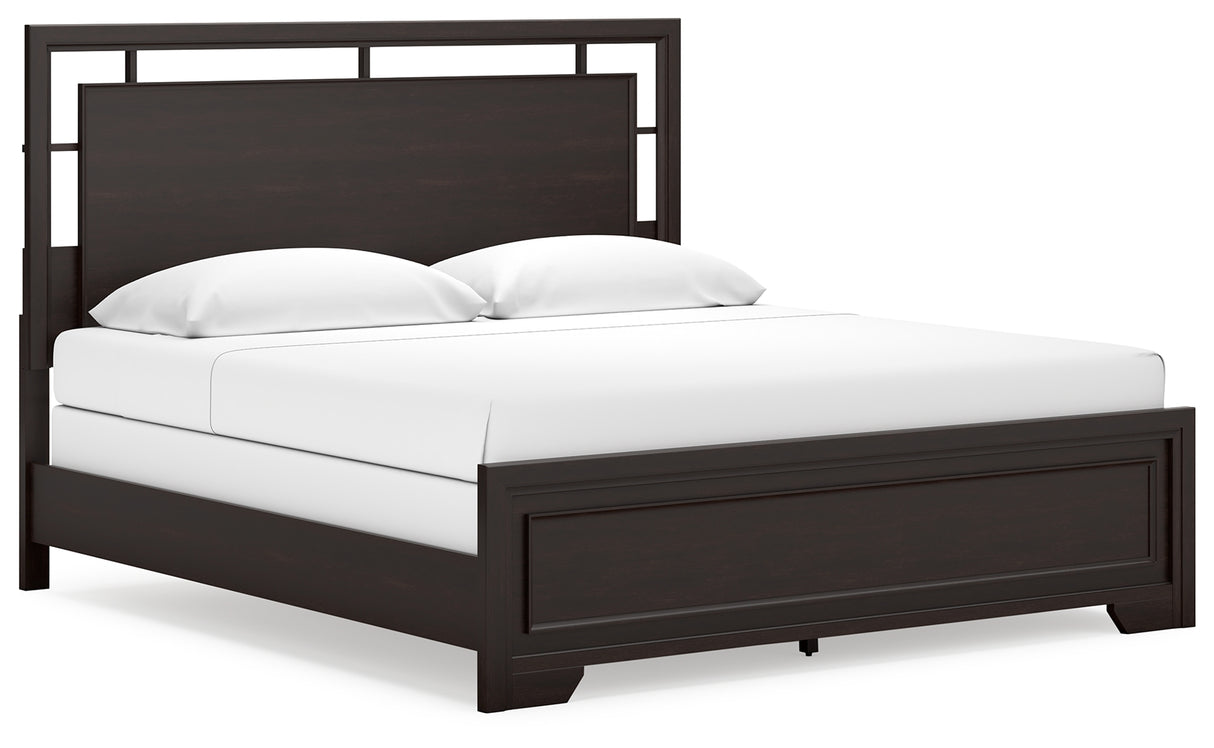Covetown 4-Piece King Panel Bed with 2 Nightstands (King/California King Panel Headboard/Footboard and Slats, Queen/King Panel Rails, Nightstand, Nightstand)