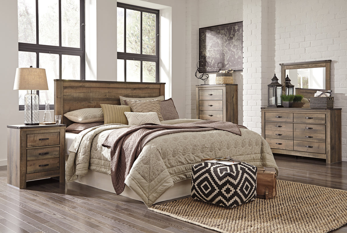 Trinell 5-Piece King/California King Panel Headboard with Dresser, Chest and 2 Nightstands (Dresser, Chest of Drawers, King/California King Panel Headboard, Nightstand, Nightstand)