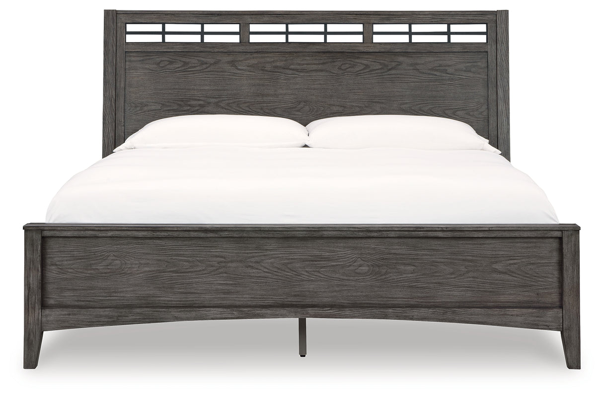 Montillan 7-Piece Queen Panel Bed with Mirrored Dresser, Chest and Nightstand (Queen Panel Footboard with Slats, Queen Panel Headboard, Queen/King Panel Rails, Dresser, Bedroom Mirror, Chest of Drawers, Nightstand)