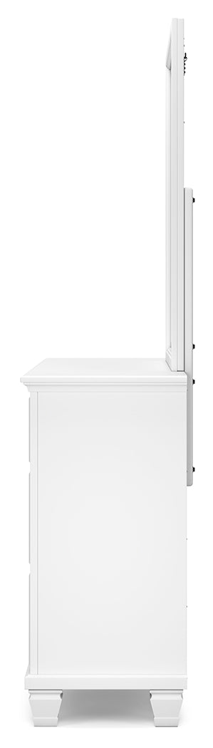 Fortman 7-Piece Queen Panel Bed with Mirrored Dresser and 2 Nightstands (Queen Panel Footboard, Queen Panel Headboard, Queen/King Panel Rails, Dresser, Bedroom Mirror, Nightstand, Nightstand)