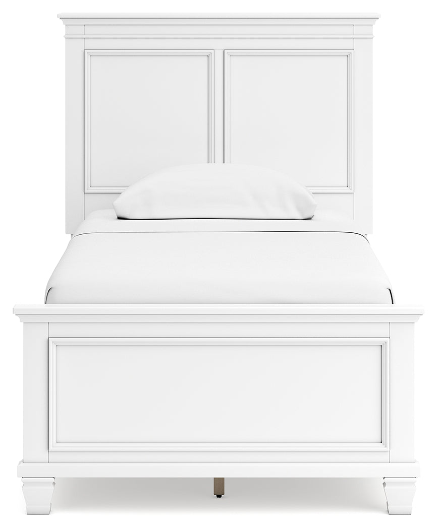 Fortman 6-Piece Twin Panel Bed with Mirrored Dresser and Nightstand (Twin Panel Footboard, Twin Panel Headboard, Twin/Full Panel Rails, Dresser, Bedroom Mirror, Nightstand)
