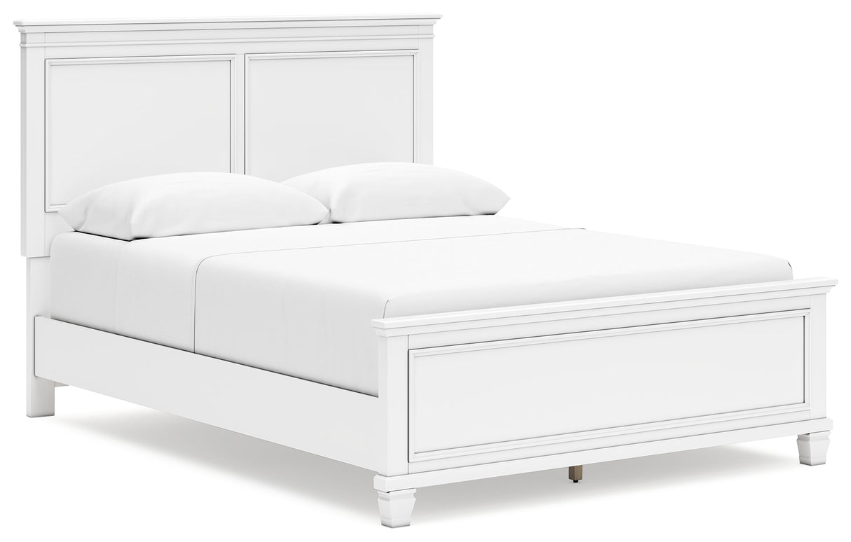Fortman 6-Piece Queen Panel Bed with Mirrored Dresser and Nightstand (Queen Panel Footboard, Queen Panel Headboard, Queen/King Panel Rails, Dresser, Bedroom Mirror, Nightstand)