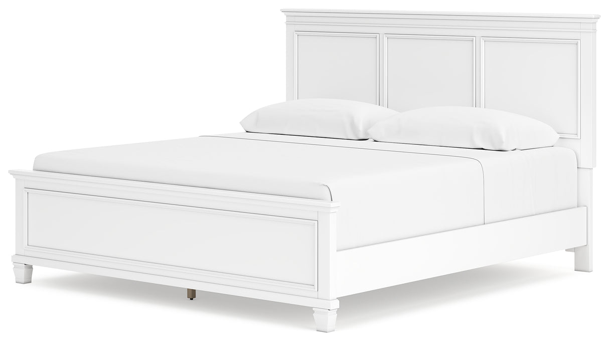 Fortman 7-Piece King Panel Bed with Mirrored Dresser, Chest and Nightstand (King/California King Panel Footboard, King/California King Panel Headboard, Queen/King Panel Rails, Dresser, Bedroom Mirror, Chest of Drawers, Nightstand)