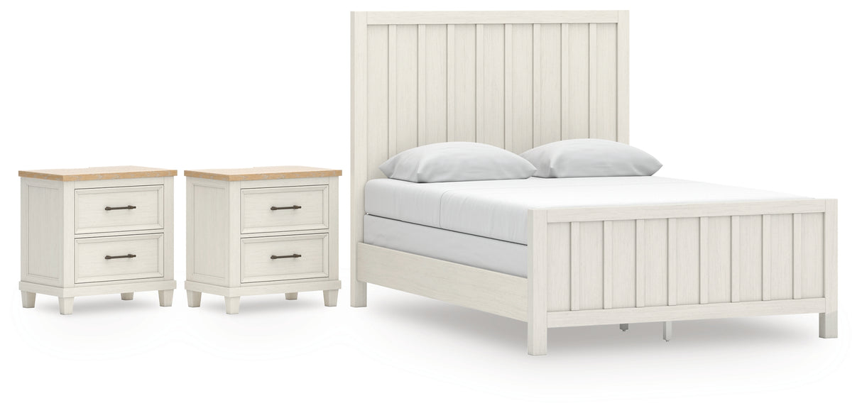 Shaybrock 4-Piece Queen Panel Bed with 2 Nightstands (Queen Panel Headboard/Footboard/Slats, Queen/King Panel Rails, Nightstand, Nightstand)