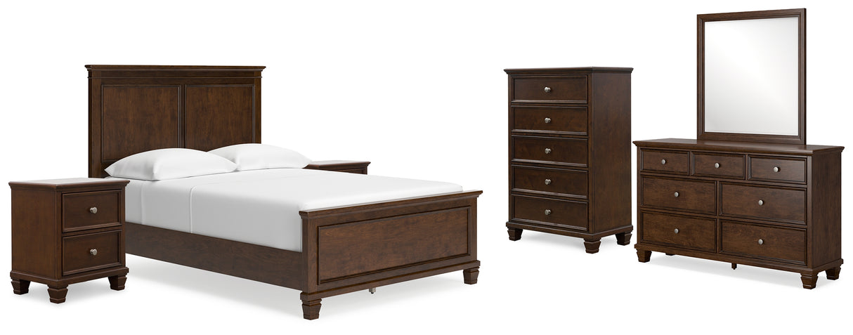 Danabrin 8-Piece Full Panel Bed with Mirrored Dresser, Chest and 2 Nightstands (Full Panel Footboard, Twin/Full Panel Rails, Full Panel Headboard, Dresser, Bedroom Mirror, Chest of Drawers, Nightstand, Nightstand)