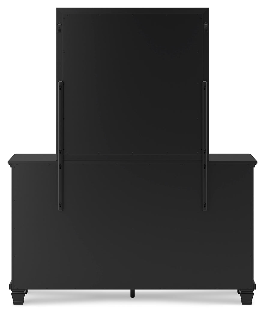 Lanolee 8-Piece Full Panel Bed with Mirrored Dresser, Chest and 2 Nightstands (Full Panel Footboard, Twin/Full Panel Rails, Full Panel Headboard, Dresser, Bedroom Mirror, Chest of Drawers, Nightstand, Nightstand)