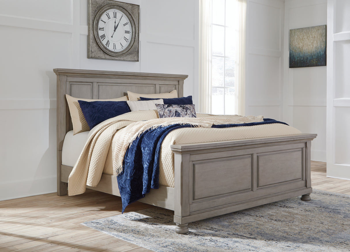 Lettner King Panel Bed, Dresser, Mirror, Chest and 2 Nightstands