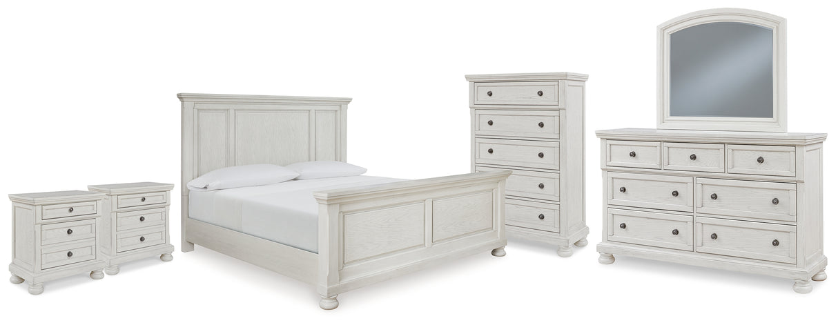 Robbinsdale King Panel Bed, Dresser, Mirror, Chest and 2 Nightstands
