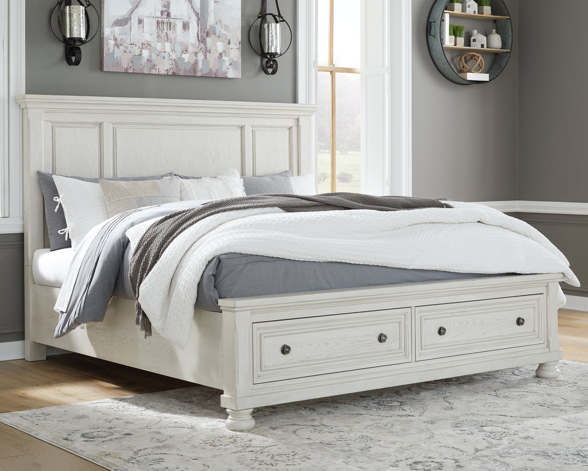 Robbinsdale King Panel Storage Bed, Dresser and Mirror (Bed Size: King)