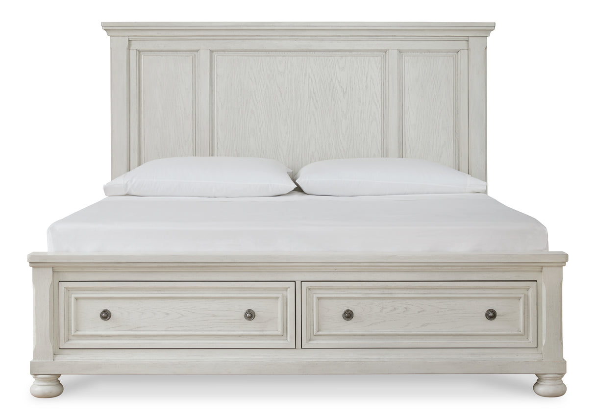 Robbinsdale Queen Storage Bed, Dresser, Mirror and Nightstand (Bed Size: Queen)